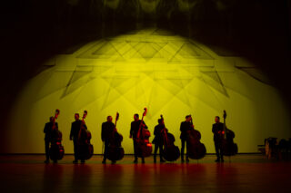Tampere Filharmonian kontrabasisteja