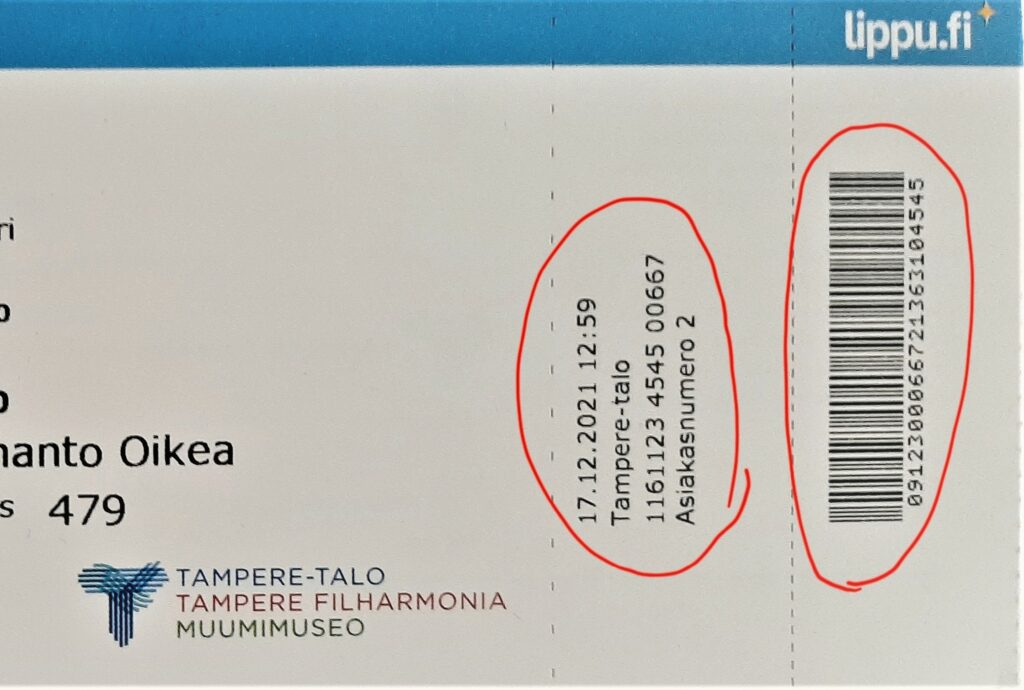 Yksittäislippu esimerkkikuva